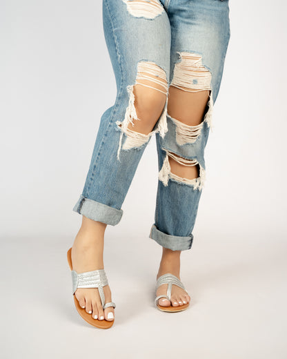 SILVER BRAIDED CHAPPALS
