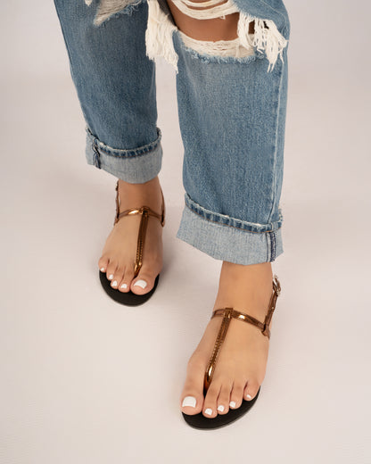 COPPER THONG SANDALS