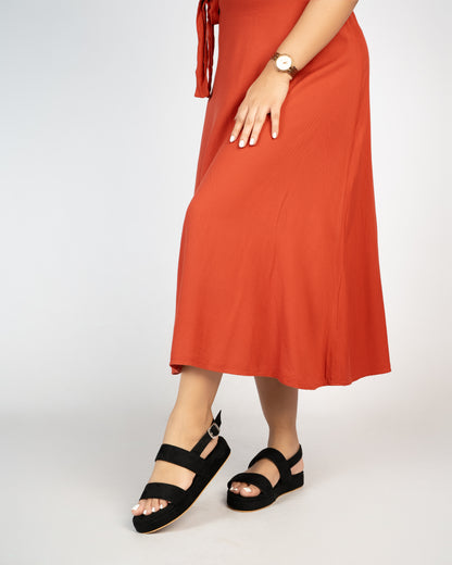 ALL BLACK DOUBLE STRAP FLATFORM SANDALS