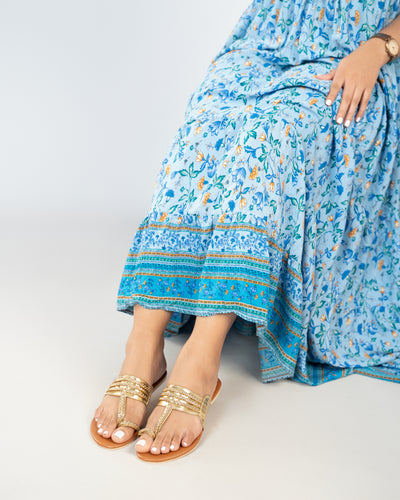 TAN AND GOLD CHAPPALS
