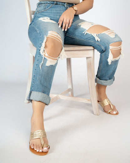 TAN AND GOLD CHAPPALS