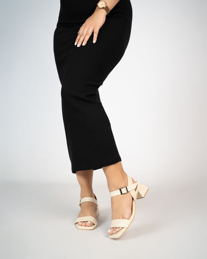 IVORY OPEN TOE TRIANGULAR HEELS