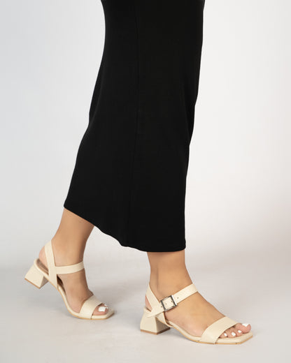 IVORY OPEN TOE TRIANGULAR HEELS