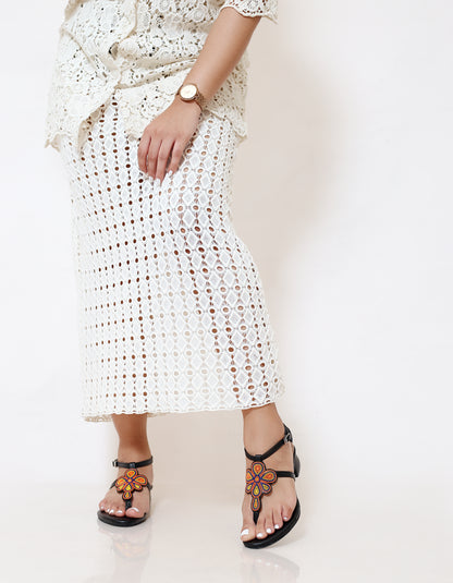 AFRICAN BEADED GLADIATOR LOW HEELS