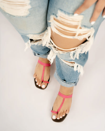 HOT PINK TOE RING SLIP ONS