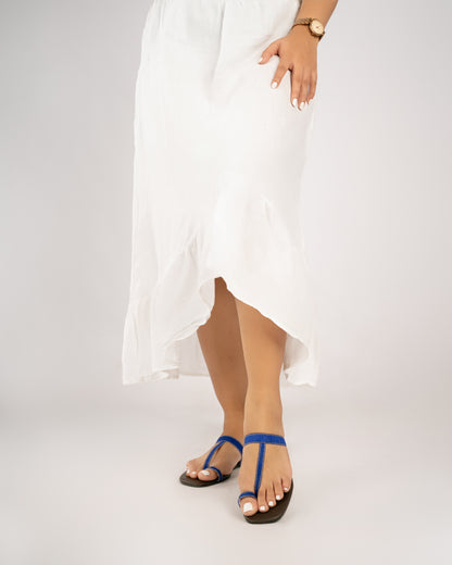 BLUE TOE RING SLIP ONS