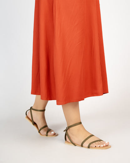 GREEN SUEDE STRAPPY SANDALS