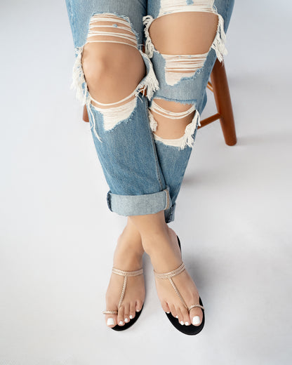 BLACK AND ROSE GOLD BRAIDED TOE RING